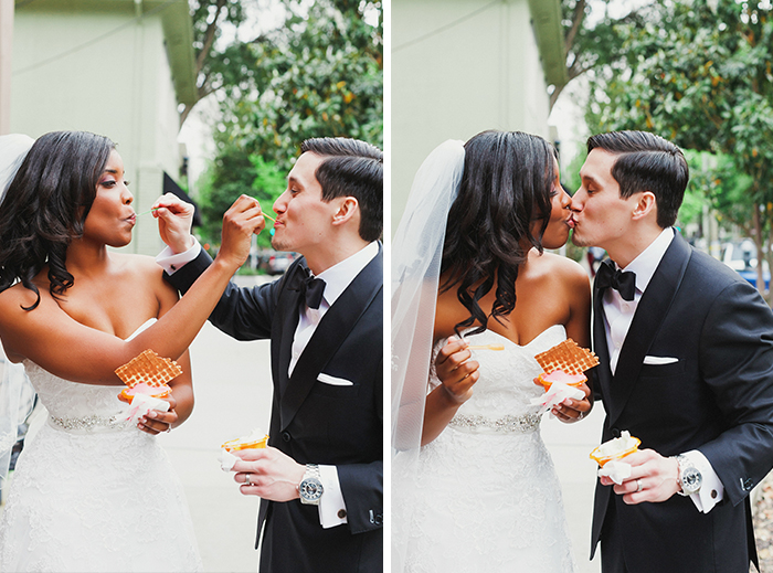 bride and groom with gelato